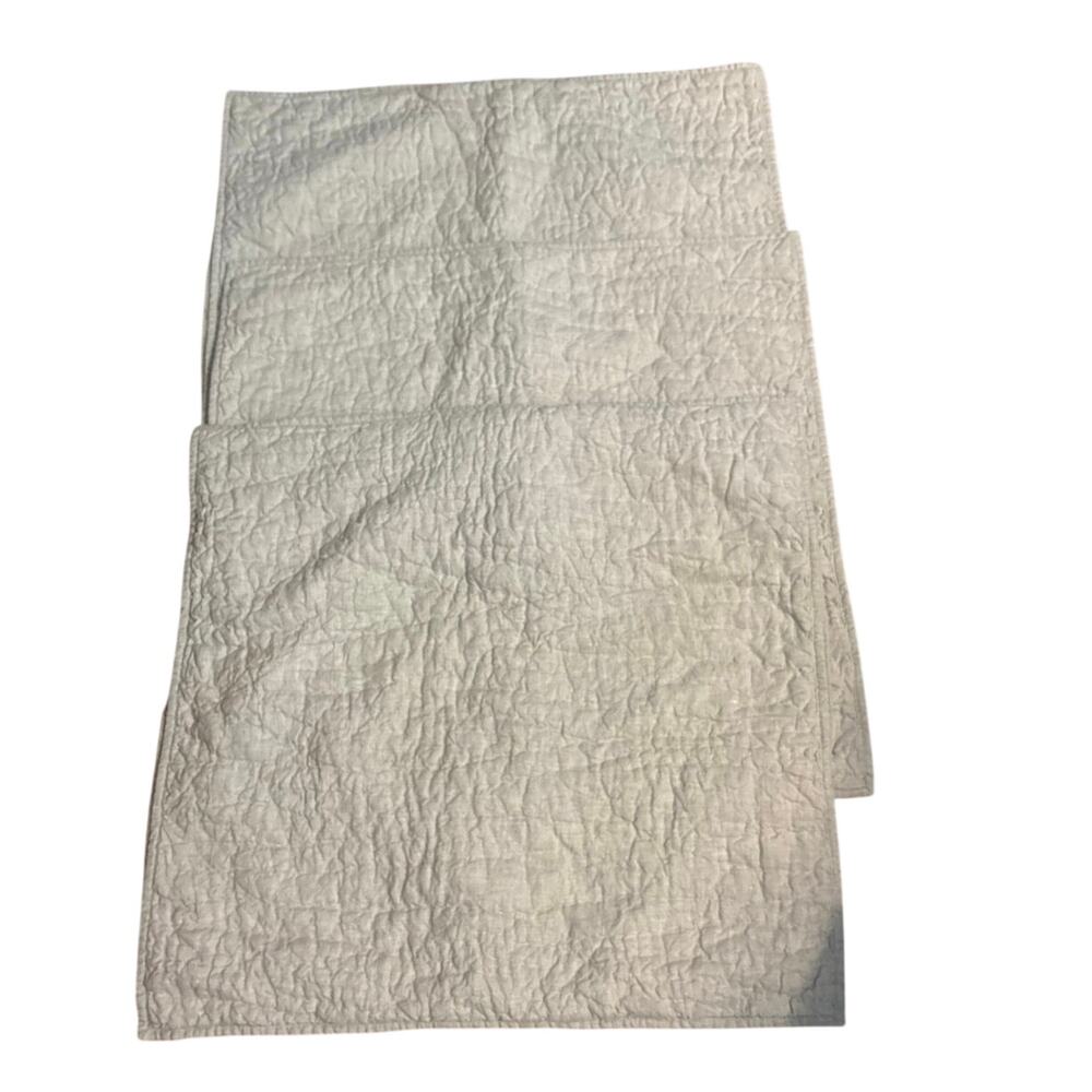 Lot of 3 Pottery Barn Euro Pillow Shams Covers Linen Beige Textured